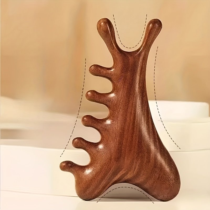 1pc Peine Masajeador Manual 4 en 1 - Masajeador de Cuero Cabelludo sin Batería y Rodillo Facial, Cepillo de Dientes Anchos para el Cuidado de la Caída del Cabello, Levantamiento Facial, Relajación de Cuello y Rostro, Plástico Duradero (No /) - Promueve la Circulación Sanguínea